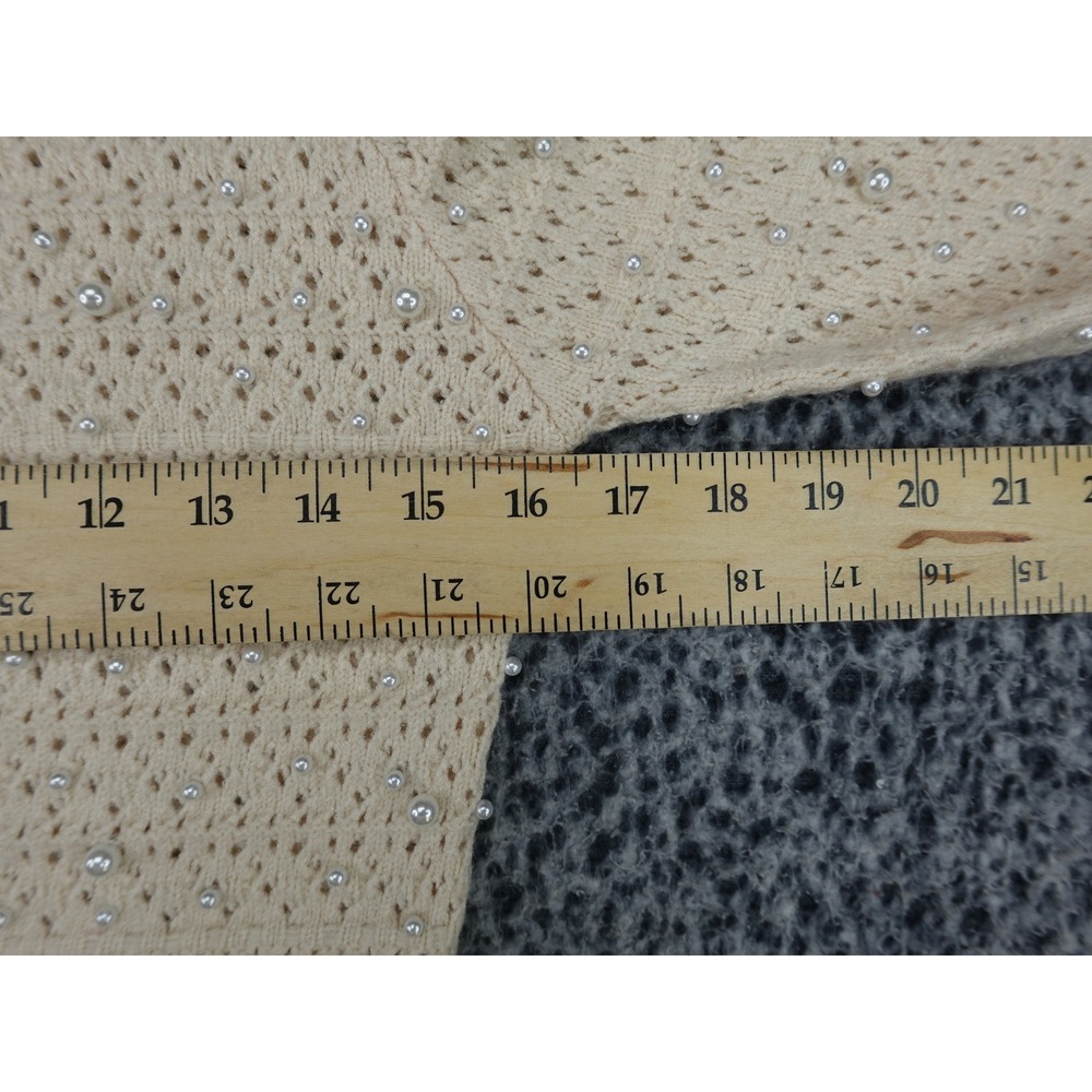 Altar'd‎ State Sweater Womens Medium Cream Pearl Pointelle Cropped Knit - Picture 7 of 11